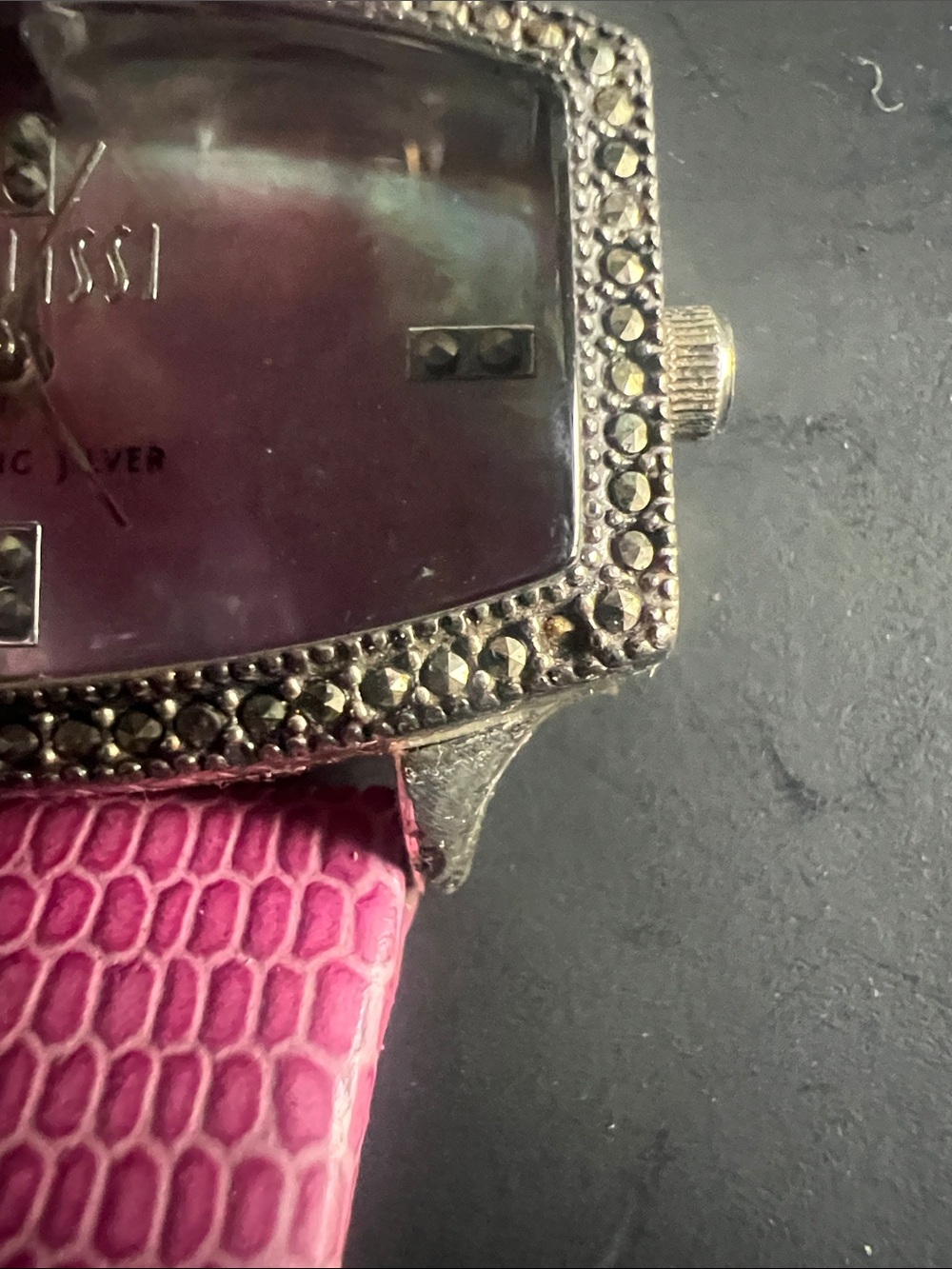 Ecclesi Sterling Silver Pink Mother-of-Pearl Watch with Pink Leather Strap - Picture 2 of 5